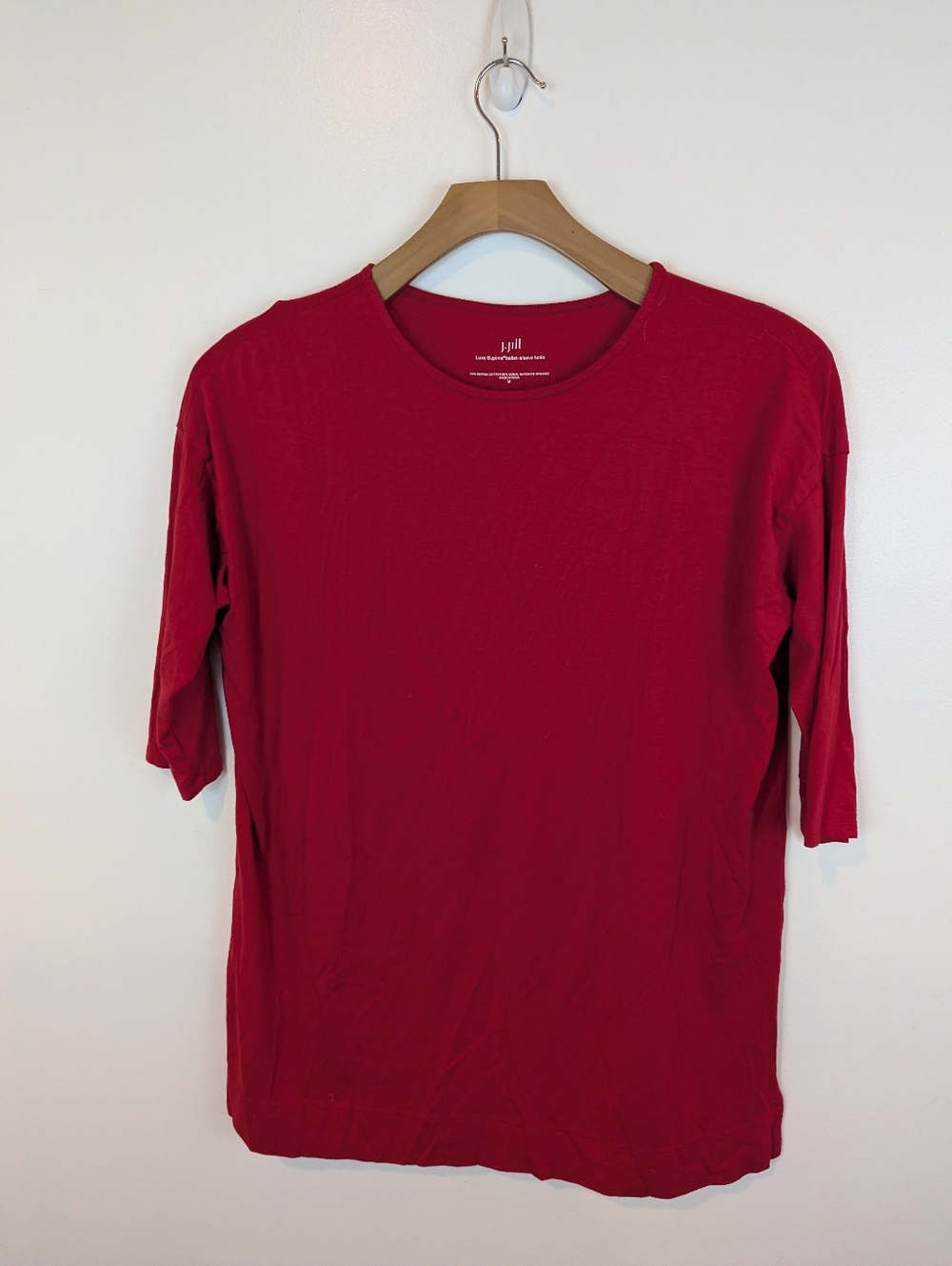 J. Jill Luxe Supima Ballet-Sleeve Tunic in Red, Sz M